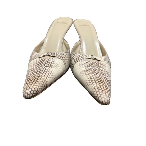 BALLIN Snakeskin Embossed Leather Slide Heels Kitten Heal Size 36 Made in Italy - Picture 3 of 12